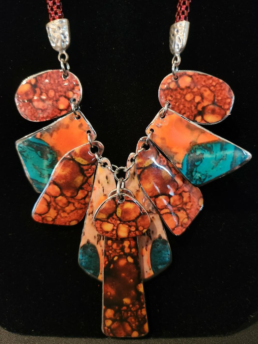 Artisan Style Statement Necklace Multi Color Enamel in Several Colors